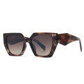 Modern oversized cat-eye sunglasses with brown marble frame and gradient brown lenses - Tortoise Gradient Tea