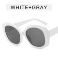 Fashionable oversized oval white frame sunglasses with gray lenses in a retro pop style - Solid White Frame Full Grey Lens
