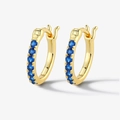 Orecchini a cerchio in argento 925 finitura oro con zirconi blu rotondi brillanti - Strass Blu (5191138805175) / Argento 925 / Oro