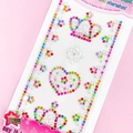 DIY colorful acrylic rhinestone stickers with crowns and hearts on pink background - Crown & Heart Gems