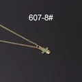 Minimalist gold necklace with a vibrant green zircon-studded cactus pendant charm - Green Cactus Style (607-8#)
