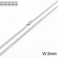 Mens fashion stainless steel curb chain necklace 3mm width with lobster clasp - 3mm Silver / Necklace 45cm