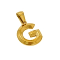 Collana con ciondolo a forma di lettera G 3D in acciaio al titanio placcato oro 18k - Lettera G (G-Pendente)