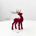 Red flocked reindeer Christmas ornament with gold glitter antlers, size 12.5x7cm - Small Reindeer Pendant C