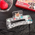Pinza per capelli in acrilico trasparente con renne festive e stampe di fiocchi - Stampa Renna (8CM)