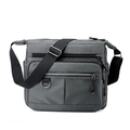 Borsa a tracolla da uomo grigio scuro con tasche multiple in nylon per il pendolarismo - Grigio