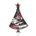 Broche sapin de Noël en argent vintage avec des strass rouges et verts brillants - 16XZ090B0-Rétro Argent Strass Sapin de Noël