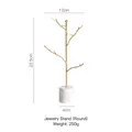 Golden branch-style jewelry display stand with a white marble base, height 22.5cm - Terrazzo Round Base Jewelry Rack