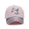 Casquette licorne rose pour enfant avec visière arc-en-ciel scintillante et broderie - Rose Clair Bordure Arc-en-Ciel Licorne