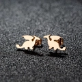 Minimalist gold dragon silhouette stud earrings in polished stainless steel for women - Flying Dragon / Rose Gold