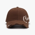 Dark brown distressed baseball cap with white 'Clown' embroidery on side cotton twill - Adjustable / Brown