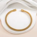 Elegante bracciale rigido aperto in maglia intrecciata dorata in acciaio inossidabile - Oro