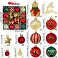 Set di 44 palline di Natale assortite in rosso, verde e oro con diverse texture - Oro Rosso Verde Orso