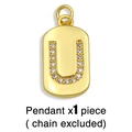 Detailed view of gold-plated U-letter pendant set with sparkling cubic zirconia stones - Gold Letter U Pendant (Without Chain)