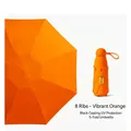 Compact vibrant orange 8-rib folding umbrella with UPF50+ black glue sun protection coating - Vibrant Orange (Plain Large)