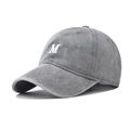 Vintage washed dark grey cotton baseball cap with white embroidered M letter logo - Adjustable / M Grey