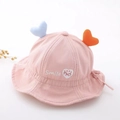 Pink baby sun bucket hat with 3D plush hearts and Smile embroidery for kids - 8 Months-3 Years (46-50cm) / 08 Pink (Heart Style)