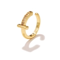 Minimalist 18K gold plated nail shape ring with micro-paved zircons and open design - EGJ0141 Gold