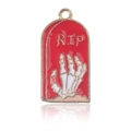 Pendentif tombeau rouge avec main de squelette pour création de bijoux Halloween - Tombe RIP Rouge