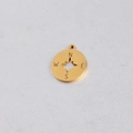 Polished gold compass pendant with hollow star and engraved direction letters NSEW - Gold