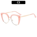 Pink cat-eye blue light blocking glasses with transparent frames and gold metal temples - Style C5 / Pink