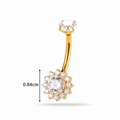 Gilded titanium belly button ring with a sparkling zircon sunflower charm and 8.4mm size - Sunflower Design (T2521-6#) / Gold