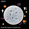 Halloween silicone nail art mold with pumpkin, bat and ghost shapes for resin casting - Style 1 Ghost Bat Star Moon / Clear
