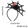 Halloween headband with red sequin spider, black rose and cobweb, 22x22cm size - Red Spider Black Flower