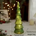 Deep green glass Christmas tree lamp with golden vintage speckles and LED lighting - Christmas Tree Type F / With Lights/Button Battery