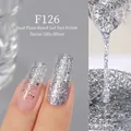 Sparkling silver glitter nail gel polish F126 for solid and gradient effects - F126 Dense Bright Silver