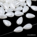 Weiße Tropfenperlen aus ABS mit Prägemuster, 11x18mm Perlen für DIY Schmuckherstellung - Stil 74 Geprägter Tropfen 11x18mm Weiß 30 Stk./Packung