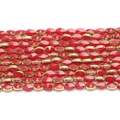 Macro view of red faceted glass beads with gold plated settings for DIY jewelry making - 6*8mm (Approx 36pcs/strand) / Porcelain Red