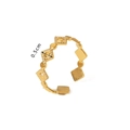 Minimalist 18k gold plated geometric open ring with circular and square textured patterns - Square and Round Grain Texture Style (HF-J1417)