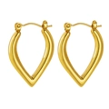 Chic gold-plated stainless steel hoop earrings in a modern V-shaped geometric design - Polished V-Shaped Heart