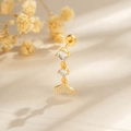 Elegant gold fishtail screw-back stud earring with sparkling zircons for cartilage piercing - Gold (Single)
