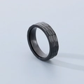 Detail shot of black stainless steel ring featuring a unique hammered textured finish - Black (6mm)
