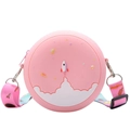 Detail of pink silicone donut bag with 3D rocket emboss and colorful strap - Rocket Space Pink