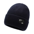 Berretto invernale termico blu navy da uomo con toppa montagna e maglia a costine - Blu navy