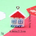 Detailed size view of resin glitter house charm with dimensions 2.7cm height and 2.2cm width - 6# Glitter House