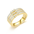 Elegant gold titanium steel ring for men and women featuring a zircon matrix setting - US 6 / Gold