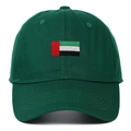 Gros plan sur la broderie du drapeau des Émirats arabes unis sur une casquette en coton - Réglable / Vert