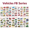 Detailed sheet collection of 10 waterproof cartoon vehicle tattoos for children - Traffic FB Series