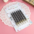 Set of 6 black birthday candles with gold polka dots and Happy Birthday packaging - Black Polka Dot