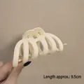 Creamy white matte large shark hair clip for women with 9.5cm length and cross-tooth design - Matte 6-Claw White-9.5cm