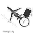J-20 fighter jet airplane keychain in gunmetal black alloy with rectangle tag - X-1597 Black Airplane (with Engraving Tag)