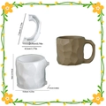 DIY Silikonform Set für unregelmäßige geometrische Kaffeetassen mit Maßen für Henkel - Falten-Cup Mit Griff Form-Set / Weiß
