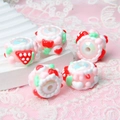 Handcrafted pink strawberry acrylic beads for DIY phone chains and jewelry making - Pink White Cream + Watermelon + Red Flower