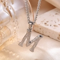 Textured silver letter M pendant necklace with a minimalist metallic finish for women - Steel Letter M (Pendant Only)