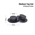 Mini schwarzer Zylinder aus Kunststoff für DIY Puppenzubehör, Größe 37x11mm - Mittlerer Hut