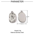 Polished stainless steel oval pendant with rose relief and size dimensions 20x12mm - Silver Oval Rose Relief Pendant